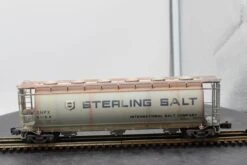 Atlas 6309-2 ACF 3-BAY CYLINDRICAL HOPPER Sterling Salt Freight Car O Scale WEATHERED AS IS Used Excellent(Atlas 6309 2 Acf 3 Bay Cylindrical Hopper Sterling Salt Freight Car O Scale Weathered As Is Used Excellent)