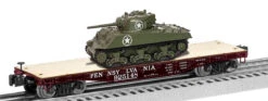 Lionel 1926721 Pennsylvania Railroad PRR 40' Flatcar With Sherman Tank #925148(Lionel 1926721 Pennsylvania Railroad Prr 40 Flatcar With Sherman Tank 925148)