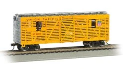 Bachmann 19701 40' ANIMATED STOCK CAR - UNION PACIFIC WITH HORSES HO SCALE NEW(Bachmann 19701 40 Animated Stock Car Union Pacific With Horses Ho Scale New)