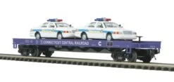 MTH Premier 20-98519 Connecticut Flat Car W/(2) Ford Police Cars O ScaleNEW(Mth Premier 20 98519 Connecticut Flat Car W 2 Ford Police Cars O Scale New)