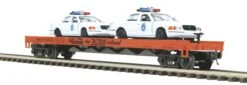 MTH Premier 20-98546 Denver & Rio Grande Flat Car W/(2) Ford Police Cars . O SCALE NEW(Mth Premier 20 98546 Denver Rio Grande Flat Car W 2 Ford Police Cars O Scale New)