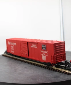 Atlas 7530 ACF 60' S.D. BURLINGTON DECORATED AUTO PARTS BOX CAR 2 Rail O SCALE WEATHERED / CUSTOM Decorated AS IS Used Damaged Box(Atlas 7530 Acf 60 S D Burlington Decorated Auto Parts Box Car 2 Rail O Scale Weathered As Is Used Damaged Box) -BRADY’S TRAINS MODELs 2348c2d351f6ac964a0630c194ac41cb