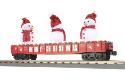 MTH Railking 30-72247 Christmas Gondola Car W/LED Christmas Lights & Lighted Snowmen #2024. O SCALE NEW(Mth Railking 30 72247 Christmas Gondola Car W Led Christmas Lights Lighted Snowmen 2024 O Scale New)