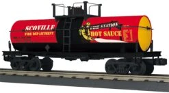 MTH Railking 30-73577 Fire Station Hot Sauce Smoking Tank Car #1569300. O SCALE NEW(Mth Railking 30 73577 Fire Station Hot Sauce Smoking Tank Car 1569300 O Scale New 1)