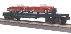 MTH Railking 30-76118 Chesapeake & Ohio RailKing Flat Car W/(2) 1949 Buick Roadmasters O SCALE NEW(Mth Railking 30 76118 Chesapeake Ohio Railking Flat Car W 2 1949 Buick Roadmasters O Scale New)