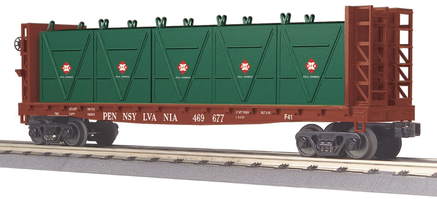 MTH Railking 30-76603 Pennsylvania Flat Car - W/Bulkheads & LCL Containers #469677. O SCALE NEW(Mth Railking 30 76603 Pennsylvania Flat Car W Bulkheads Lcl Containers 469677 O Scale New) 3 MTH Railking 30-76603 Pennsylvania Flat Car - W/Bulkheads & LCL Containers #469677. O SCALE NEW(Mth Railking 30 76603 Pennsylvania Flat Car W Bulkheads Lcl Containers 469677 O Scale New)