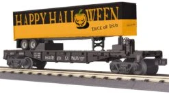 MTH Railking 30-76655 Halloween Flatcar W/ 40' Trailer O SCALE NEW(Mth 30 76655 Halloween Flatcar With 40 Trailer)