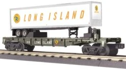 MTH Railking 30-76656 Long Island Flatcar W Trailer O SCALE NEW(Mth Railking 30 76656 Long Island Flatcar W Trailer O Scale New)