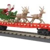 MTH Railking 30-76917 Christmas Flat Car W/LED Lights Santa Sleigh & Reindeer #122524. O SCALE Limited NEW(Mth Railking 30 76917 Christmas Flat Car W Led Lights Santa Sleigh Reindeer 122524 O Scale Limited New)