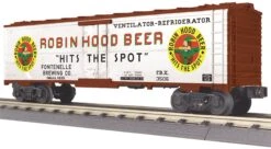 MTH Railking 30-78199 Robin Hood Beer Modern Reefer Car F.B.X #3506. O SCALE NEW(Mth Railking 30 78199 Robin Hood Beer Modern Reefer Car F B X 3506 O Scale New)