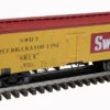 Atlas 3003042-2 Swift (1949 Scheme) (Yellow/Red/White) 36' Wood Reefer O SCALE NEW(Atlas 3003042 2 Swift 1949 Scheme Yellow Red White 36 Wood Reefer O Scale New) -BRADY’S TRAINS MODELs 3003042 1TQ