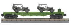 MTH Railking 30-70109C U.S. Army Flat Car With 2 Jeeps O SCALE NEW(Mth Railking 30 70109c U S Army Flat Car With 2 Jeeps O Scale New)