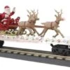 MTH 30-76862 Santa Sleigh & Reindeer-- Christmas (White) Flatcar With LED Lights Limited(Copy Of Mth 30 76861 Santa Sleigh Reindeer Christmas Red Flatcar With Led Lights) -BRADY’S TRAINS MODELs 76862