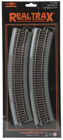 MTH 81-1018 HO RealTrax 18" Radius Curve Track W/Roadbed - 4 Pack(Mth 81 1018 Ho Realtrax 18 Radius Curve Track W Roadbed 4 Pack)