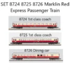 Marklin 8724 8725 8726 SET Red Express Train Passenger Cars Z SCALE (1:220)(Marklin 8724 8725 8726 Set Red Express Train Passenger Cars Z Scale 1 220)