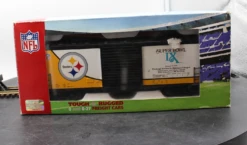 MTH 30-74362 NFL - Pittsburgh Steelers Super Bowl XL Champs 40' High Cube Box Car O SCALE Like New(Mth 30 74362 Nfl Pittsburgh Steelers Super Bowl Xl Champs 40 High Cube Box Car O Scale Like New) -BRADY’S TRAINS MODELs 982a31c9791fae0adf430798f476380f