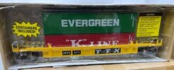 Menards 275-9077 TTX Intermodal Car With Two Shipping Containers O SCALE NEW(Menards 275 9077 Ttx Intermodal Car With Two Shipping Containers O Scale New)