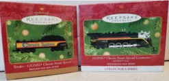 Hallmark Ornament 2001 Set Of 2 Lionel Chessie Steam Special Locomotive & TenderRare Limited(Hallmark Ornament 2001 Set Of 2 Lionel Chessie Steam Special Locomotive Tender)
