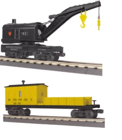 MTH 30-79568, 30-79569 Pennsylvania PRR Crane Car And Crane Tender Car (Set Of 2) O Scale NEW(Mth 30 79568 30 79569 Pennsylvania Prr Crane Car And Crane Tender Car Set Of 2 O Scale New)