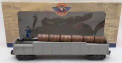 Lionel Postwar Celebration Series PWC 6-19877gray Operating Barrel Ramp Car With Tray And Barrels O SCALE NEW(Lionel Postwar Celebration Series Pwc 6 19877 Gray Operating Barrel Ramp Car With Tray And Barrels O Scale New)