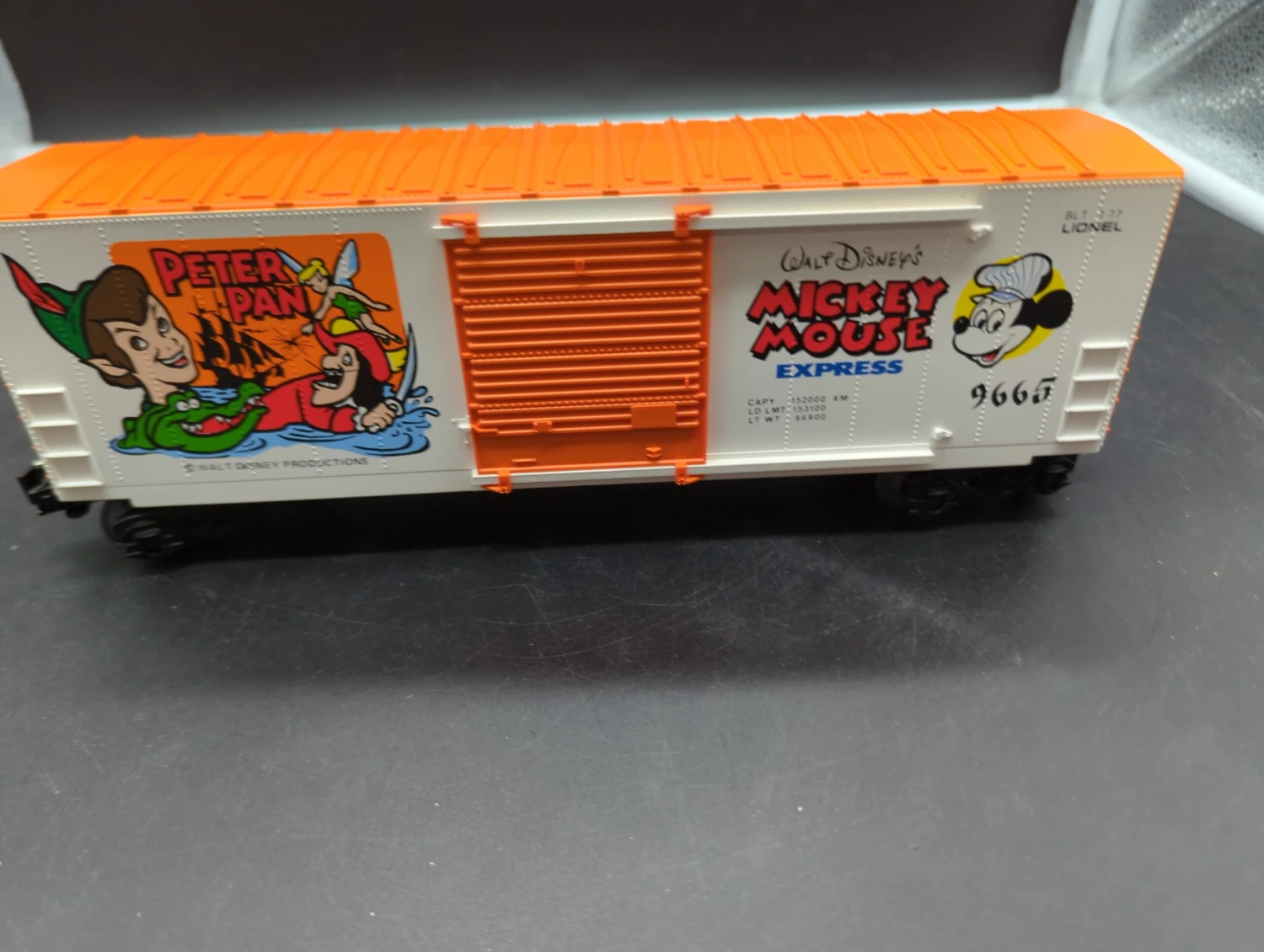 Lionel 6-9665 Walt Disney Mickey Mouse Peter Pan Hi Cube Boxcar, O Scale Like New(Lionel 6 9665 Walt Disney Mickey Mouse Peter Pan Hi Cube Boxcar O Scale Like New) 3 Lionel 6-9665 Walt Disney Mickey Mouse Peter Pan Hi Cube Boxcar, O Scale Like New(Lionel 6 9665 Walt Disney Mickey Mouse Peter Pan Hi Cube Boxcar O Scale Like New)